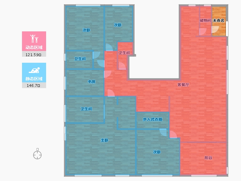 河南省-郑州市-融创中原壹号院建面319m2-255.56-户型库-动静分区