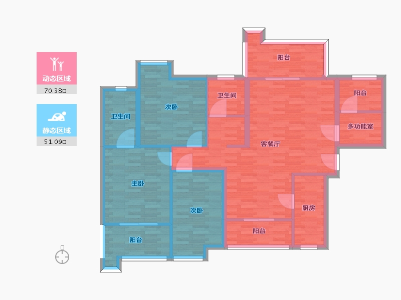 河南省-郑州市-润城时光里建面136m2-108.80-户型库-动静分区