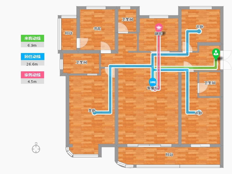 河南省-郑州市-星联岚溪府建面169m2-130.30-户型库-动静线