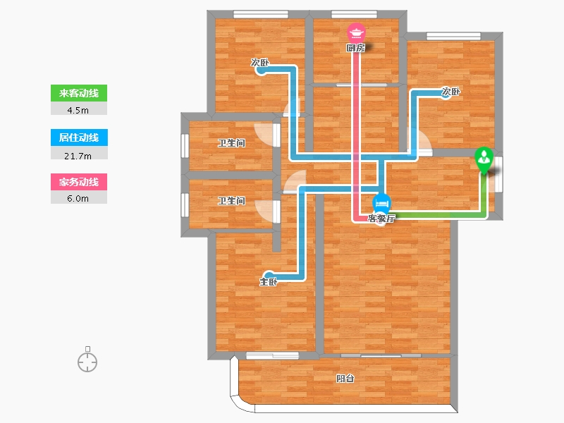 河南省-郑州市-星联岚溪府7号楼,3号楼建面129m2-90.43-户型库-动静线