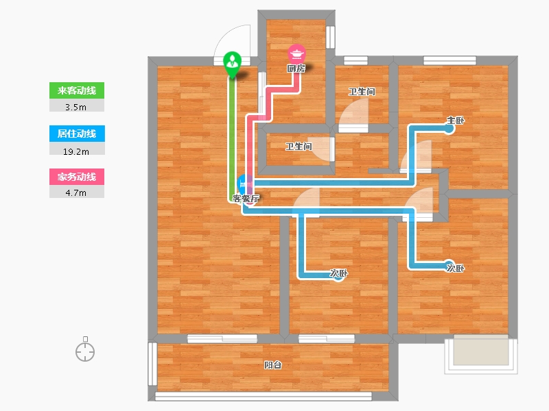 河南省-郑州市-星联岚溪府6号楼建面108m2-76.00-户型库-动静线