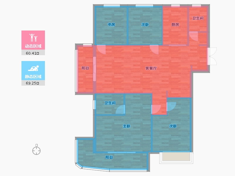 河南省-郑州市-星联岚溪府8号楼,2号楼建面157m2-118.79-户型库-动静分区