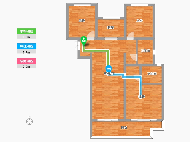 河南省-郑州市-星联岚溪府10号楼建面128m2-88.29-户型库-动静线