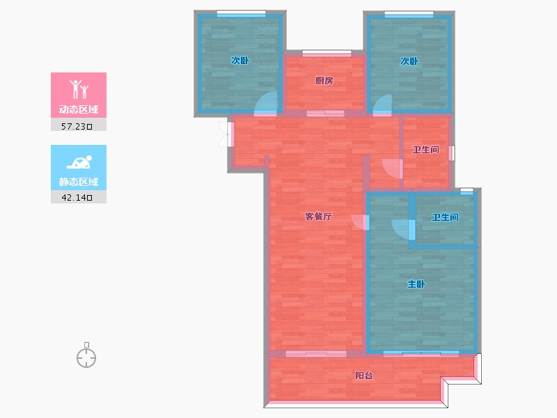 河南省-郑州市-星联岚溪府10号楼建面128m2-88.29-户型库-动静分区