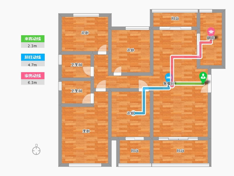 河南省-郑州市-星联御象湖1号楼,3号楼,6号楼建面140m2-112.00-户型库-动静线