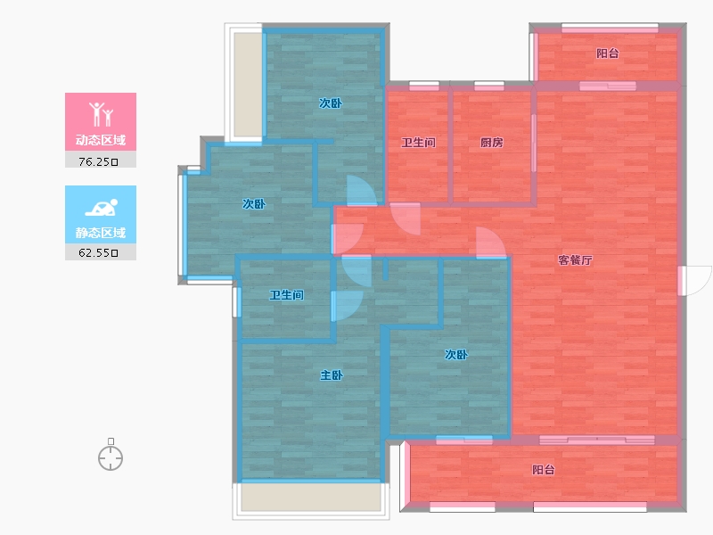 河南省-郑州市-星联御象湖建面162m2-126.53-户型库-动静分区