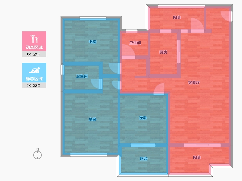 河南省-郑州市-星联御象湖3号楼,5号楼,8号楼,10号楼,11号楼建面120m2-96.00-户型库-动静分区