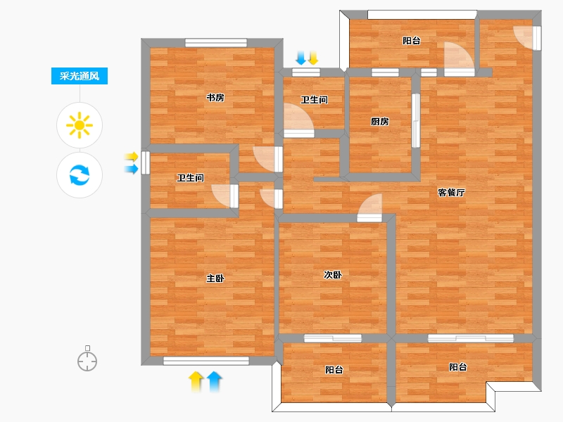 河南省-郑州市-星联御象湖3号楼,5号楼,8号楼,10号楼,11号楼建面120m2-96.00-户型库-采光通风