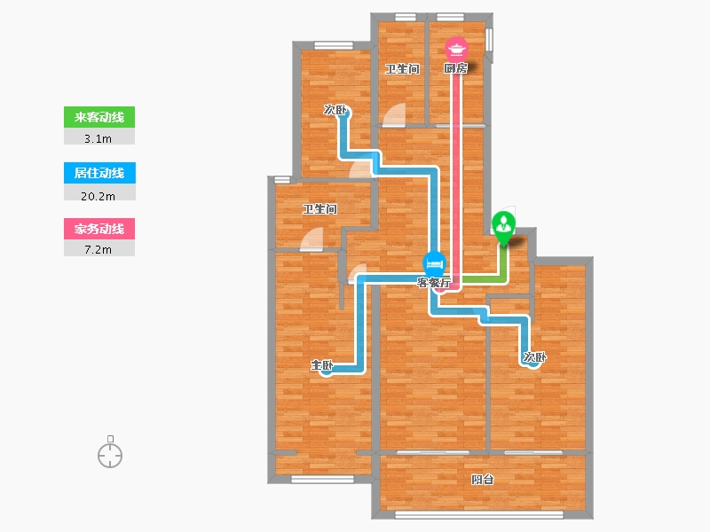 河南省-郑州市-亚新茉莉公馆建面140m2-112.00-户型库-动静线