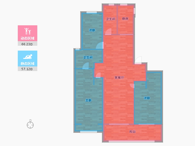 河南省-郑州市-亚新茉莉公馆建面140m2-112.00-户型库-动静分区