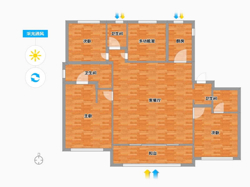 河南省-郑州市-亚新茉莉公馆建面187m2-149.61-户型库-采光通风