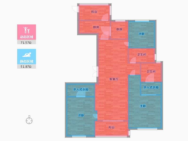 河南省-郑州市-亚新紫藤公馆3号楼,5号楼,6号楼,7号楼,8号楼,9号楼建面141m2-112.80-户型库-动静分区