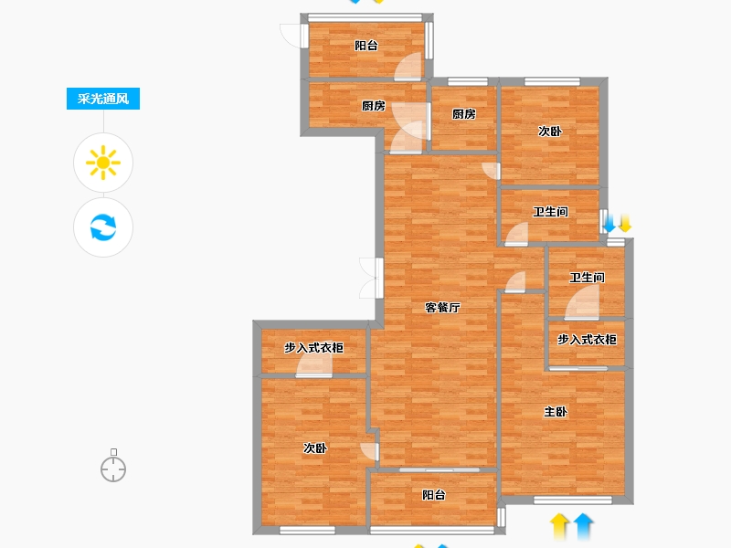 河南省-郑州市-亚新紫藤公馆3号楼,5号楼,6号楼,7号楼,8号楼,9号楼建面141m2-112.80-户型库-采光通风