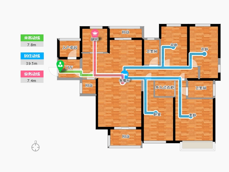 河南省-郑州市-英地金台府邸建面201m2-160.80-户型库-动静线