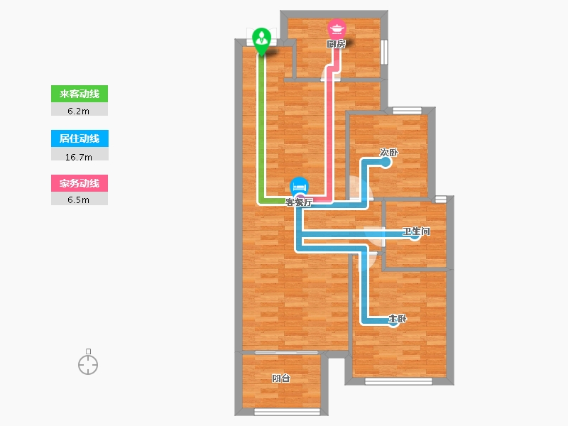 河南省-郑州市-英协生生银河居3号楼建面96m2-76.80-户型库-动静线