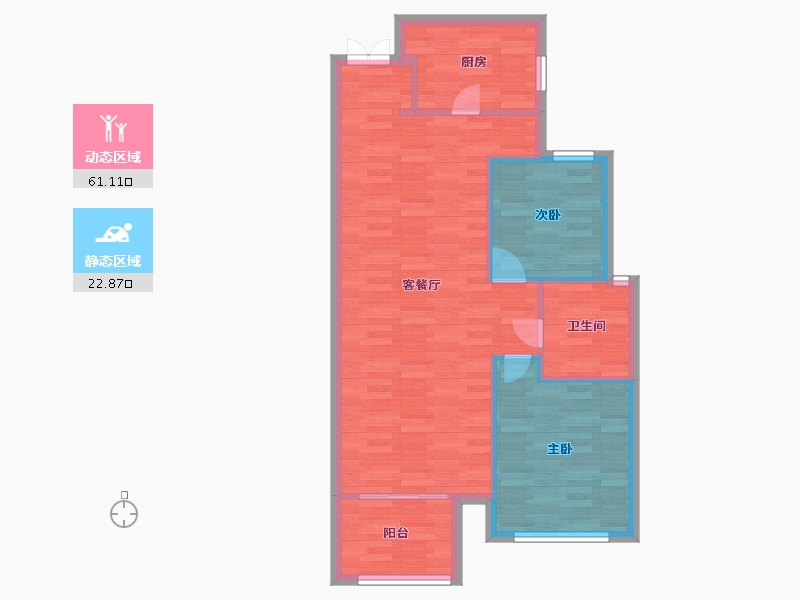 河南省-郑州市-英协生生银河居3号楼建面96m2-76.80-户型库-动静分区