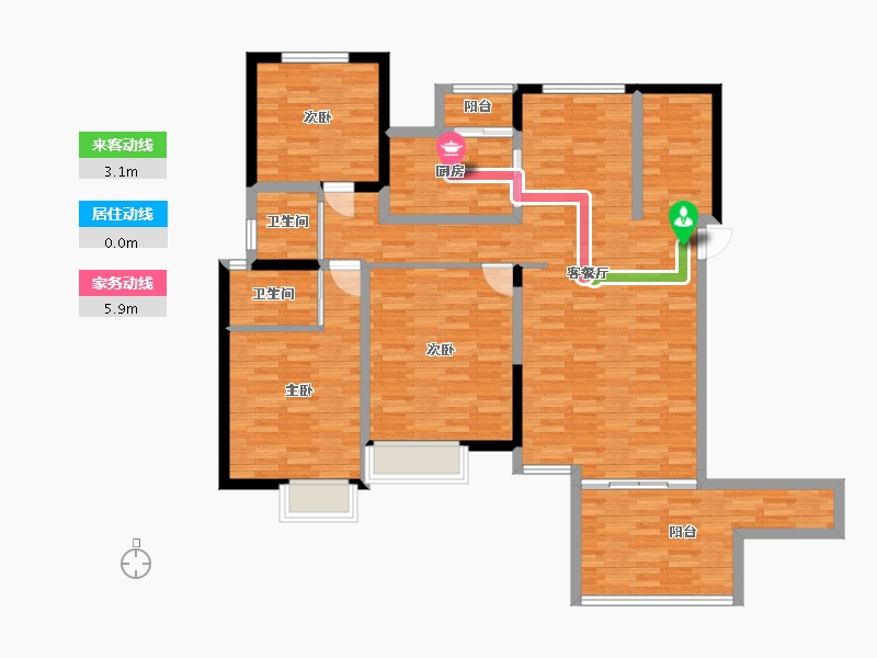 河南省-郑州市-英地金台府邸建面258m2-119.75-户型库-动静线