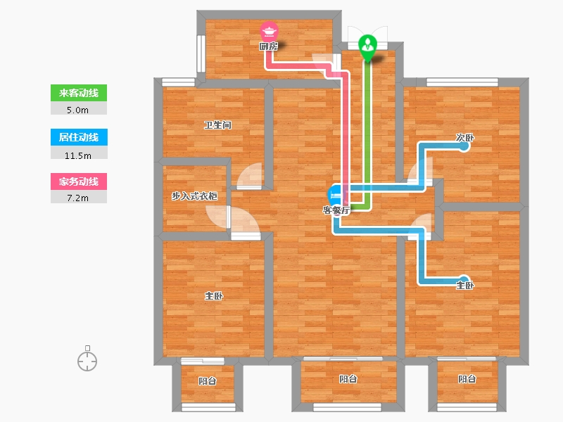 河南省-郑州市-英协生生银河居4号楼建面119m2-95.20-户型库-动静线