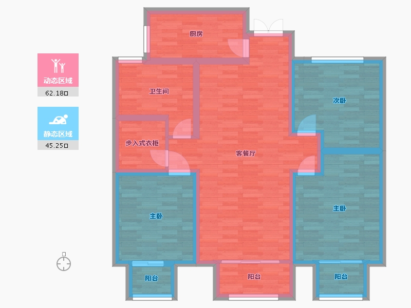 河南省-郑州市-英协生生银河居4号楼建面119m2-95.20-户型库-动静分区