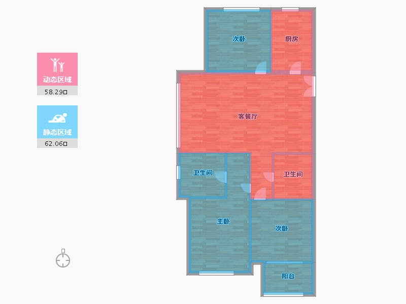 河南省-郑州市-英协生生银河居4号楼建面138m2-110.40-户型库-动静分区