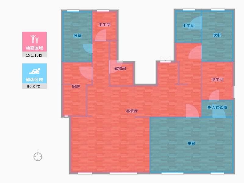 河南省-郑州市-中力龙湾公馆建面289m2-231.20-户型库-动静分区