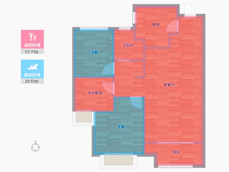 河南省-郑州市-金辉优步花园14号楼,15号楼89m²-71.20-户型库-动静分区