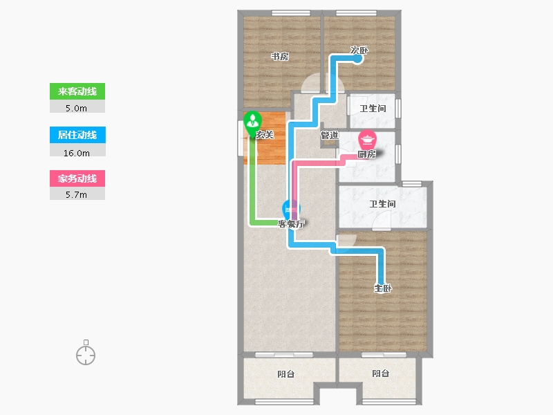 河南省-郑州市-正弘青云筑1号楼132m²-105.60-户型库-动静线