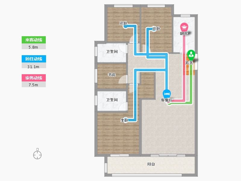 河南省-郑州市-正弘青云筑5号楼,6号楼,2号楼,3号楼160m²-127.99-户型库-动静线