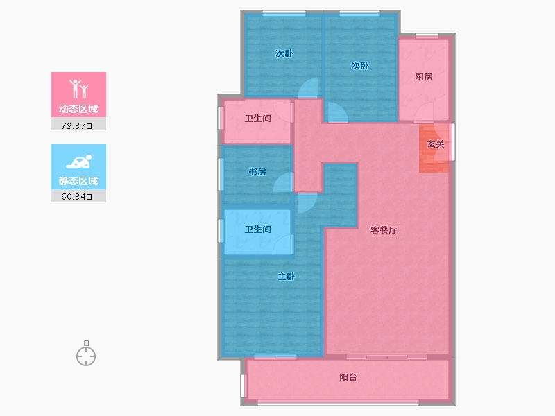 河南省-郑州市-正弘青云筑5号楼,6号楼,2号楼,3号楼160m²-127.99-户型库-动静分区