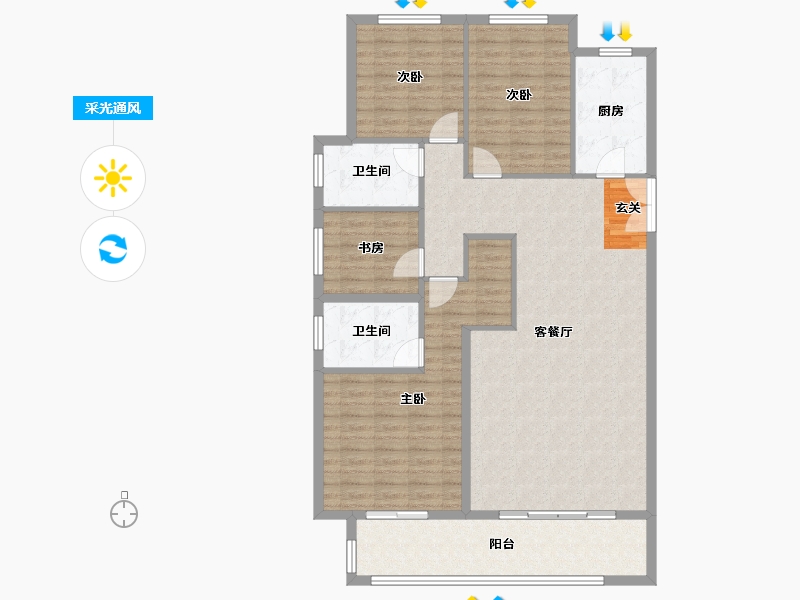 河南省-郑州市-正弘青云筑5号楼,6号楼,2号楼,3号楼160m²-127.99-户型库-采光通风