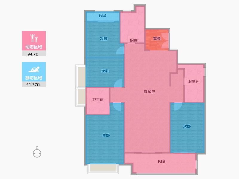 河南省-郑州市-正弘青云筑1号楼183m²-146.40-户型库-动静分区