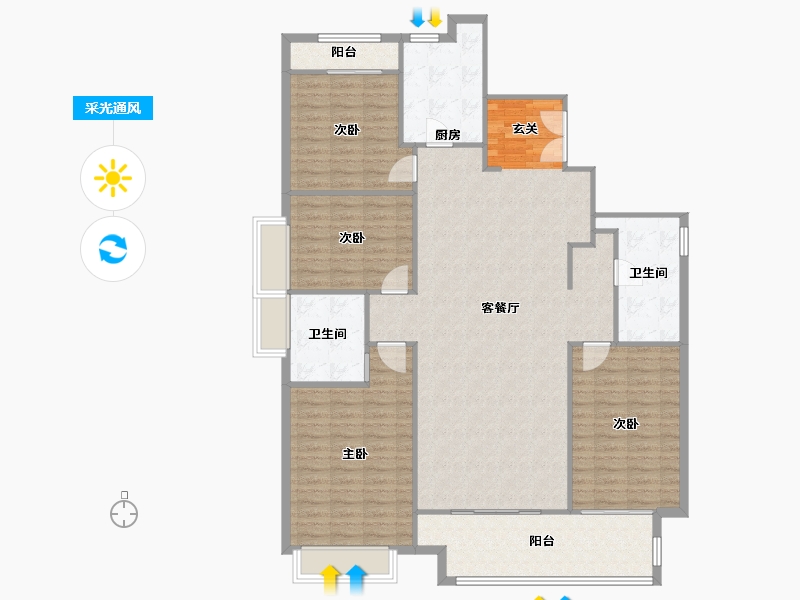 河南省-郑州市-正弘青云筑1号楼183m²-146.40-户型库-采光通风