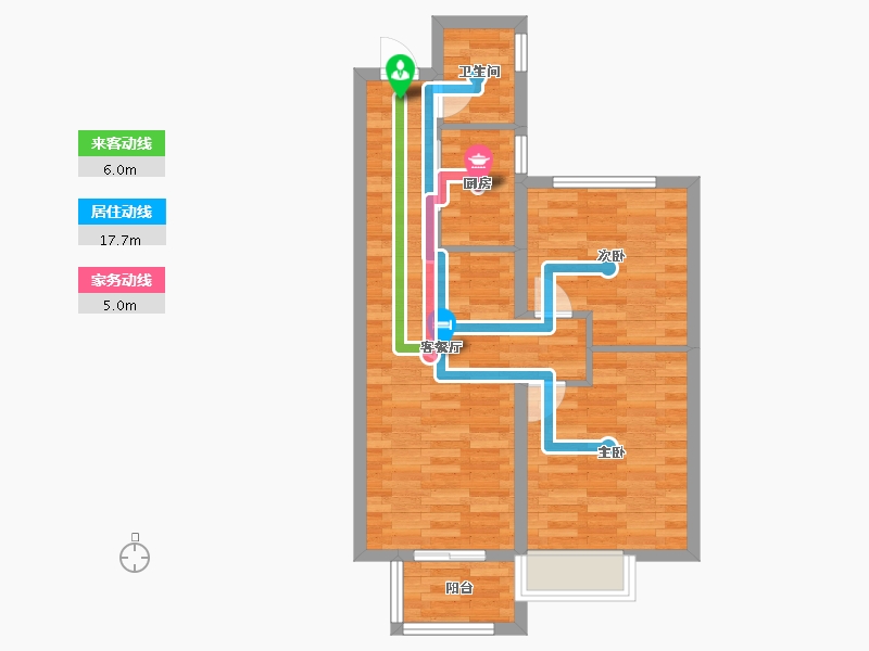 河南省-郑州市-朗悦公园府2号楼76m²-60.75-户型库-动静线