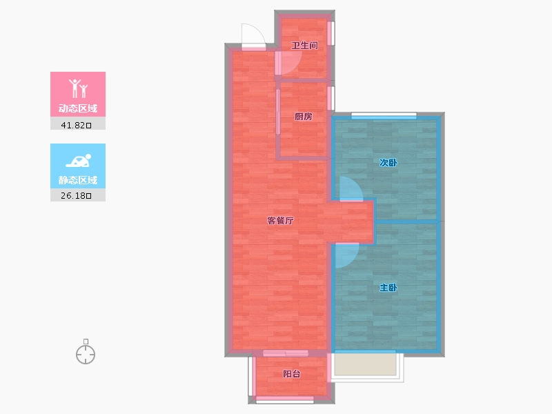 河南省-郑州市-朗悦公园府2号楼76m²-60.75-户型库-动静分区