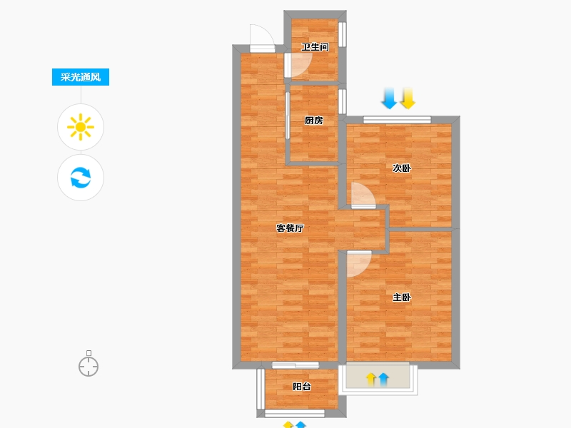 河南省-郑州市-朗悦公园府2号楼76m²-60.75-户型库-采光通风