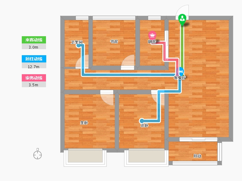 河南省-郑州市-朗悦公园府3号楼,6号楼,7号楼,8号楼89m²-71.20-户型库-动静线