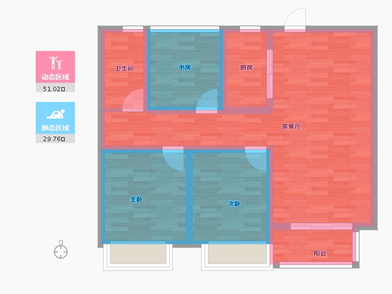 河南省-郑州市-朗悦公园府3号楼,6号楼,7号楼,8号楼89m²-71.20-户型库-动静分区