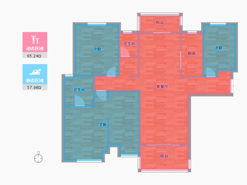 河南省-郑州市-保利文化广场一期6号楼,一期7号楼140m²-112.46-户型库-动静分区