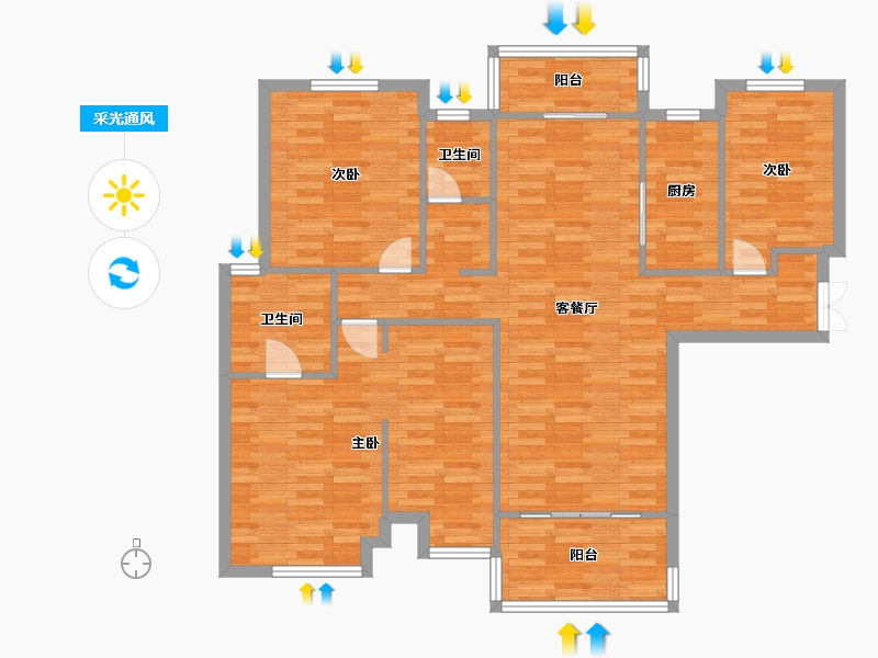 河南省-郑州市-保利文化广场一期6号楼,一期7号楼140m²-112.46-户型库-采光通风