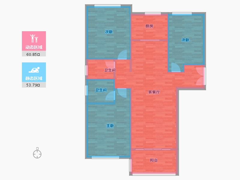 河南省-郑州市-保利文化广场一期6号楼132m²-105.74-户型库-动静分区