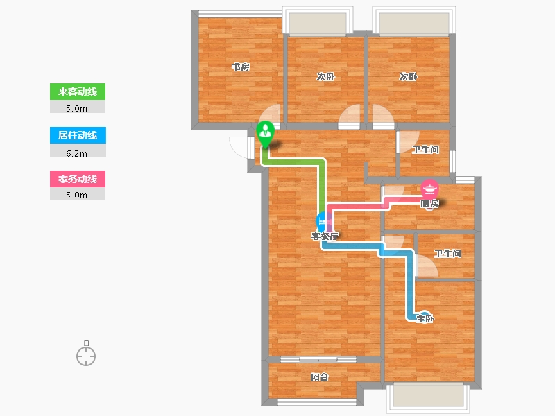 河南省-郑州市-朗悦公园府3号楼,6号楼,7号楼,8号楼114m²-91.20-户型库-动静线