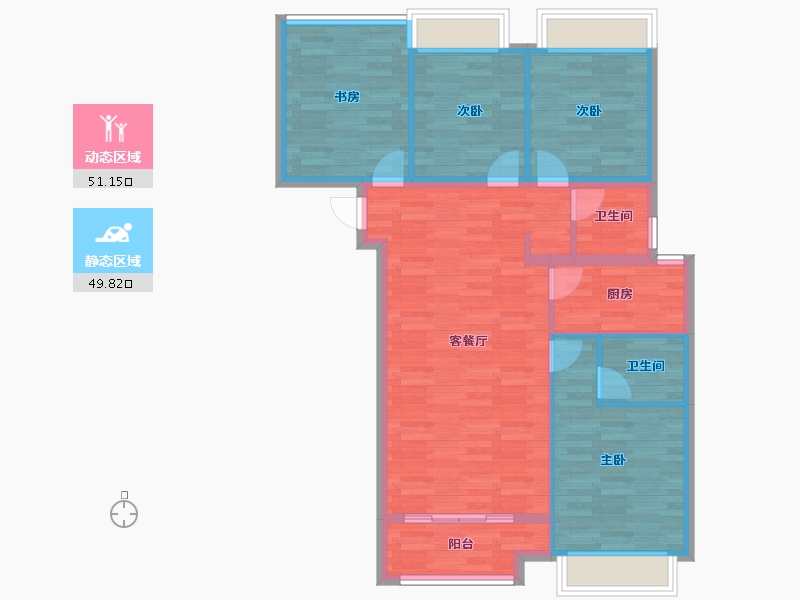 河南省-郑州市-朗悦公园府3号楼,6号楼,7号楼,8号楼114m²-91.20-户型库-动静分区