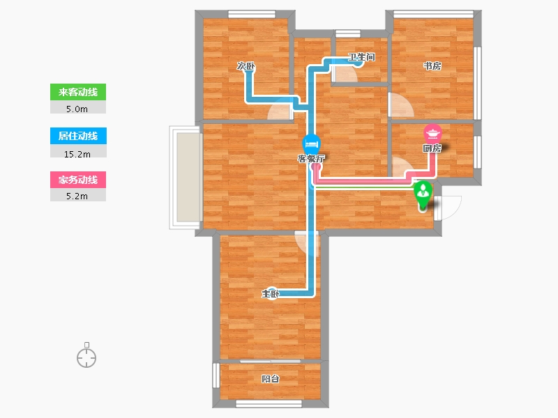 河南省-郑州市-朗悦公园府4号楼,5号楼89m²-71.20-户型库-动静线