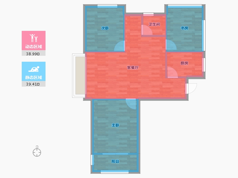 河南省-郑州市-朗悦公园府4号楼,5号楼89m²-71.20-户型库-动静分区