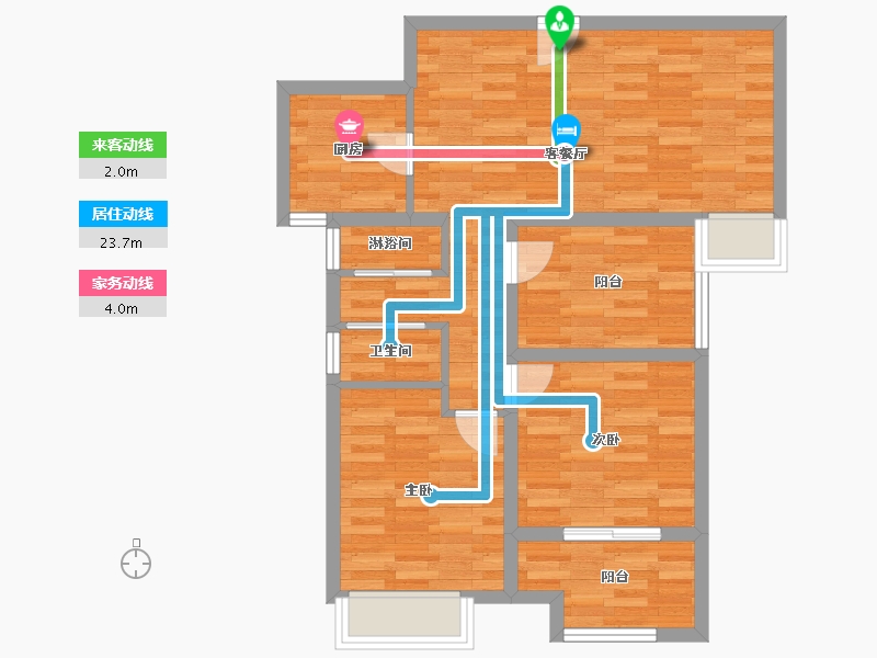 河南省-郑州市-朗悦公园府4号楼,5号楼89m²-71.21-户型库-动静线