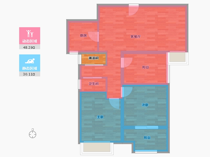 河南省-郑州市-朗悦公园府4号楼,5号楼89m²-71.21-户型库-动静分区