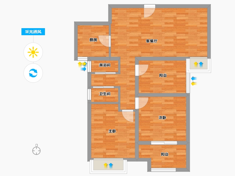 河南省-郑州市-朗悦公园府4号楼,5号楼89m²-71.21-户型库-采光通风