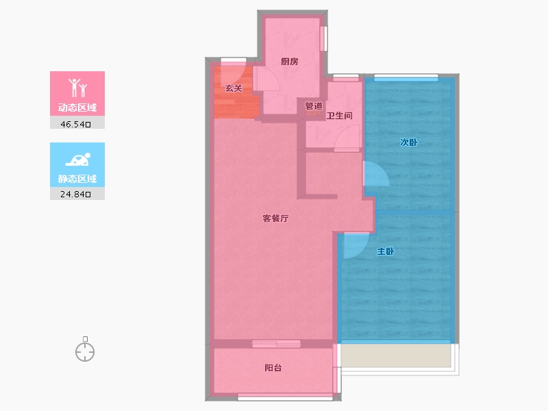 河南省-郑州市-融信朗悦时光之城1号楼,13号楼79m²-63.20-户型库-动静分区