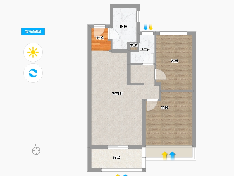 河南省-郑州市-融信朗悦时光之城1号楼,13号楼79m²-63.20-户型库-采光通风