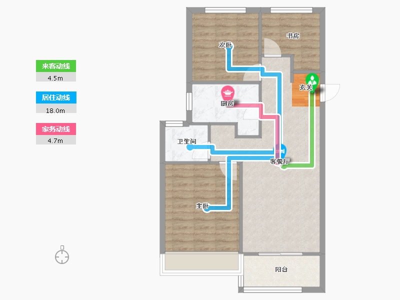 河南省-郑州市-融信朗悦时光之城1号楼,13号楼89m²-71.20-户型库-动静线